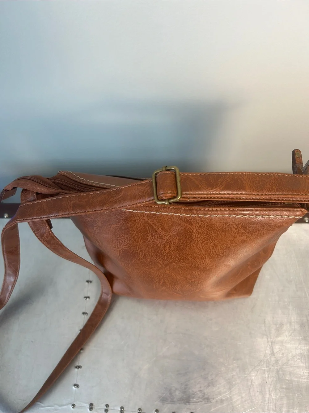 b.o.c. Chestnut Brown Faux-Leather Crossbody Bag - Picture 4 of 14